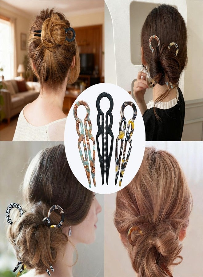 Jimmidy French Hair Pins for Women, 3Pc Prestige Hair Pin, Women Hair Accessories, Suitable for Thick Hair (Bluish-brown, light color, yellow) - Image 3